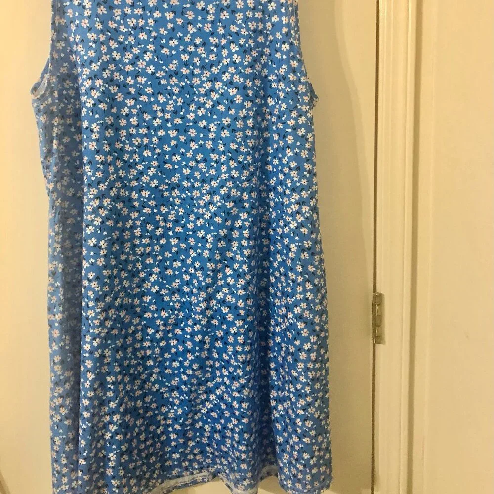 Blue Floral Sleeveless Dress - Picture 6 of 8